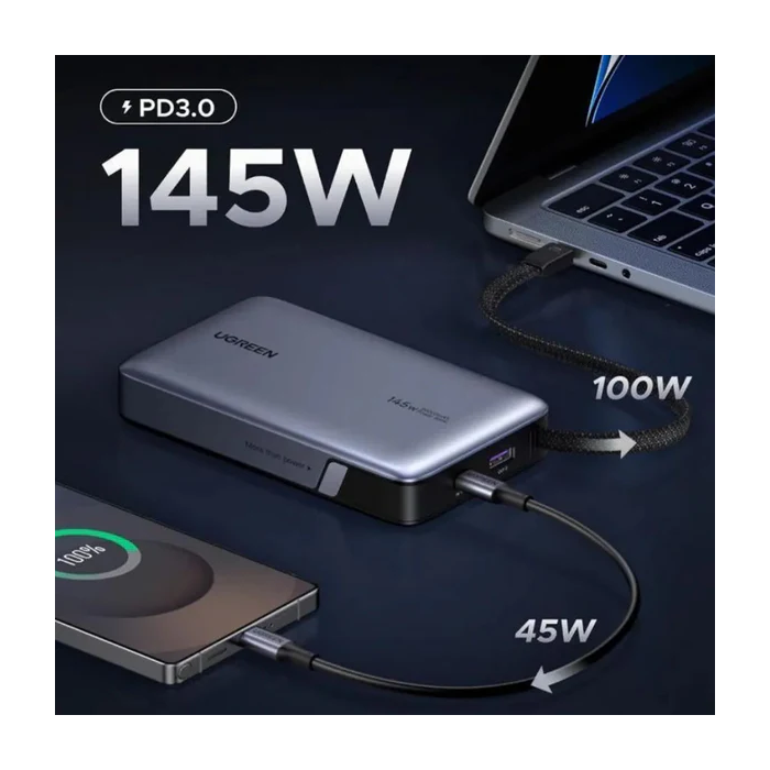 Ugreen 145W 20000mAh prenosna baterija z vgrajenim kablom-PRIROCEN.SI