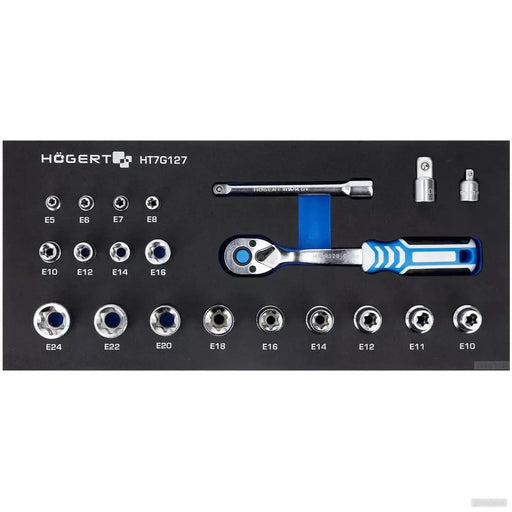 Hoegert set vijačnih nastavkov z ragljo 3/8", 22-delni, HT7G127-PRIROCEN.SI
