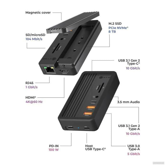 IcyBox IB-DK4072M-CU31 10-v-1 priklopna postaja s režo za NVMe disk-PRIROCEN.SI