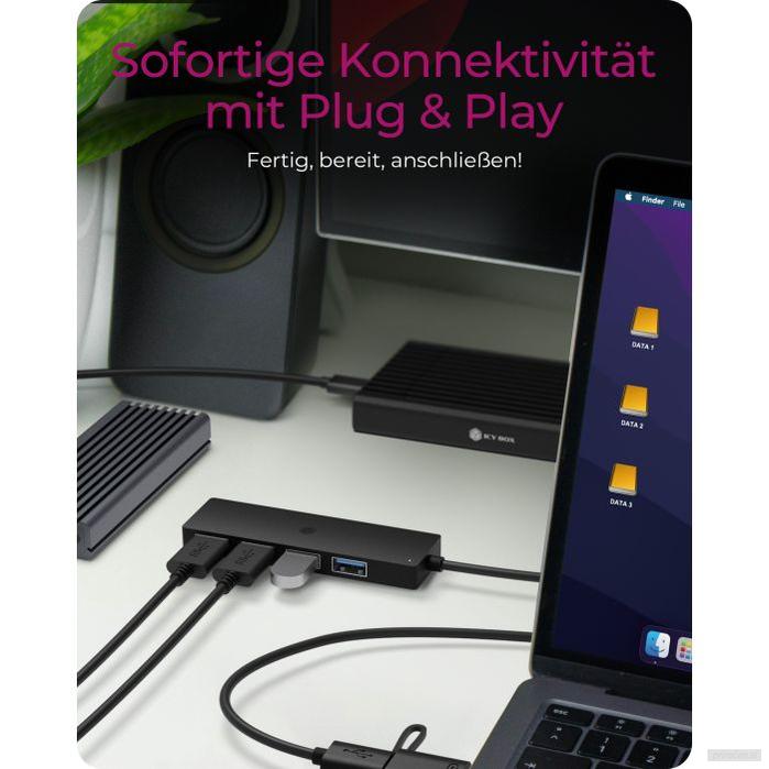 Icybox IB-HUB1424-C3 4-Port Hub z priključkom USB 3.2 Gen 1 Type-C in Type-A-PRIROCEN.SI