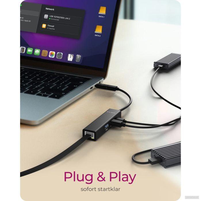 Icybox IB-HUB1439-LAN 4 Port Hub z priključkom USB 3.2 Type-A ali Type-C-PRIROCEN.SI