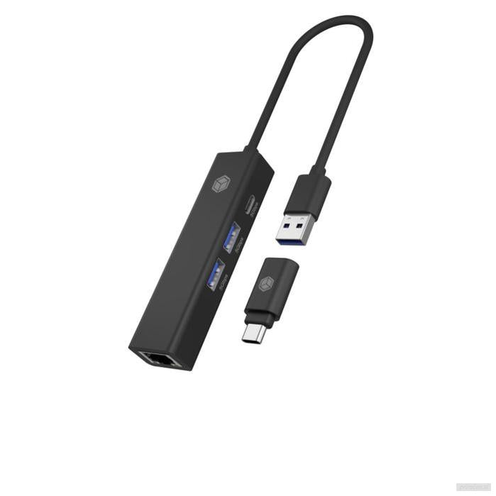 Icybox IB-HUB1439-LAN 4 Port Hub z priključkom USB 3.2 Type-A ali Type-C-PRIROCEN.SI