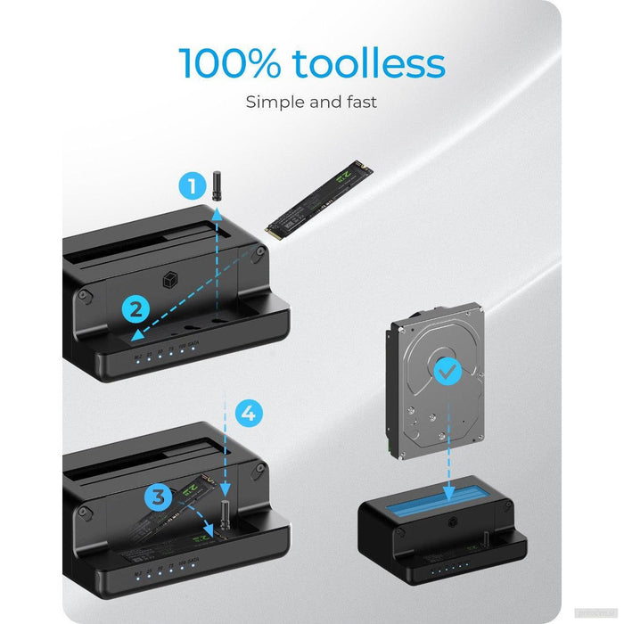 Icybox IB-2914MSCL-C31 priklopna postaja in kloniranje za M.2 NVMe SSD & 2,5''/3,5'' SATA SSD/HDD-PRIROCEN.SI