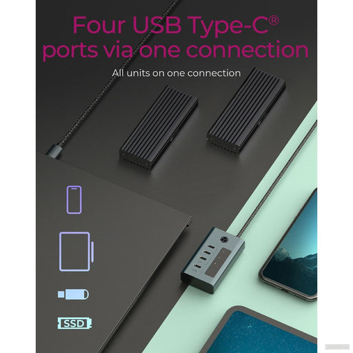 Icybox IB-HUB1454-C31 4-portno hub z vmesnikom USB 3.2 Gen 2 Type-C-PRIROCEN.SI