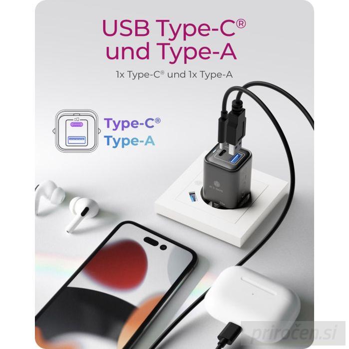IcyBox IB-PS1020-PD 20W polnilnik USB-A in USB-C-PRIROCEN.SI