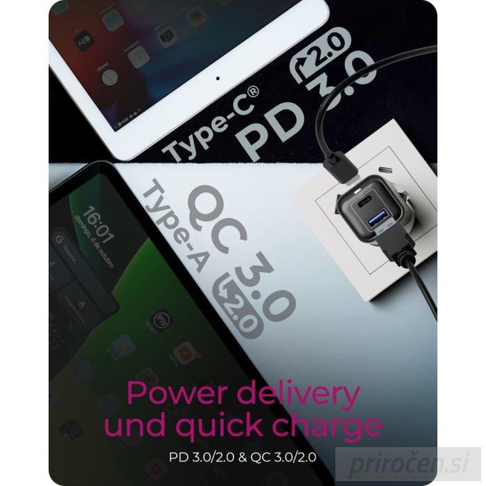 IcyBox IB-PS1020-PD 20W polnilnik USB-A in USB-C-PRIROCEN.SI