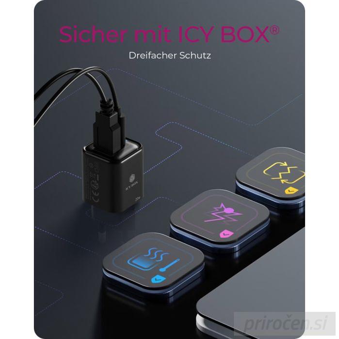 IcyBox IB-PS1020-PD 20W polnilnik USB-A in USB-C-PRIROCEN.SI