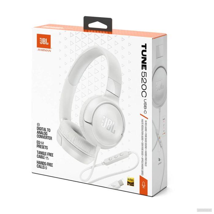 JBL Tune 520 USB-C žične slušalke, bele-PRIROCEN.SI