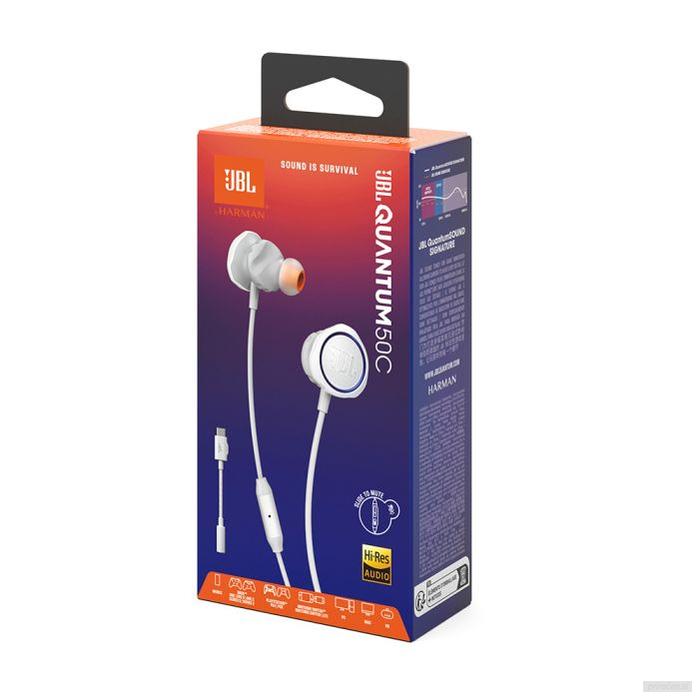 JBL Quantum 50C In-ear žične USB-C gaming slušalke, bele-PRIROCEN.SI