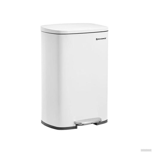 SONGMICS kovinski pedalni koš za odpadke, 50 l, z notranjim vedrom, mehkim zapiranjem, bele barve-PRIROCEN.SI