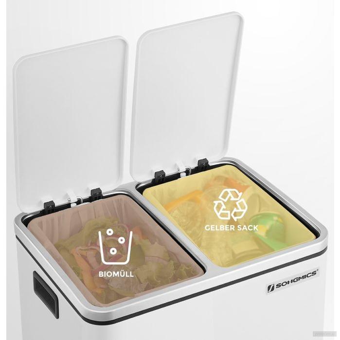 SONGMICS kuhinjski koš za smeti, 2 x 15 L-PRIROCEN.SI