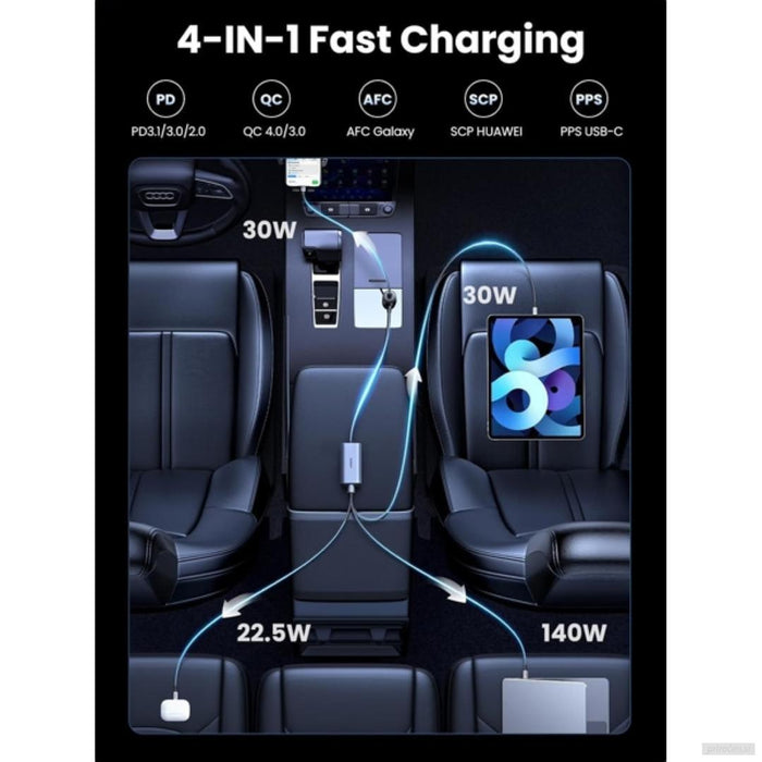 Ugreen 150W avto polnilec s 4 priključki-PRIROCEN.SI