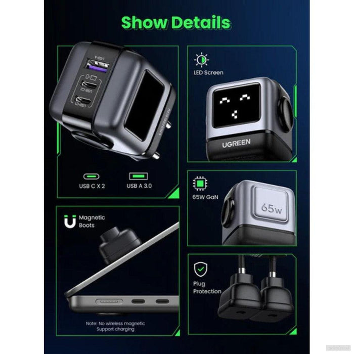 Ugreen Nexode Robot GaN 65W Polnilnik - Siva-PRIROCEN.SI