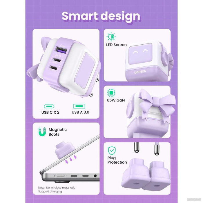 Ugreen Nexode Robot GaN 65W Polnilnik - Vijolična-PRIROCEN.SI