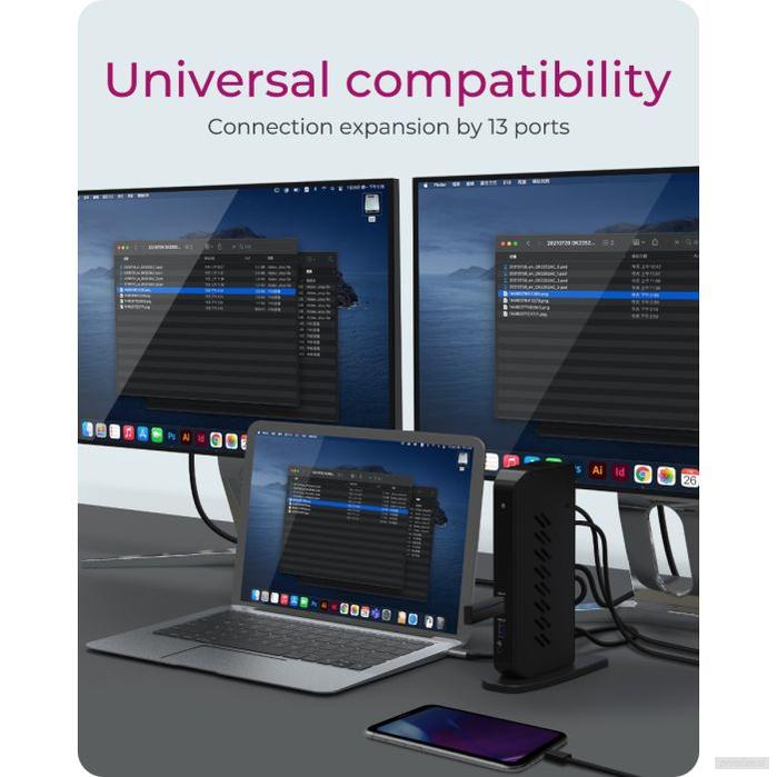 Icybox IB-DK2252AC 12-in-1 USB-C/A priklopna postaja z DisplayLink-PRIROCEN.SI