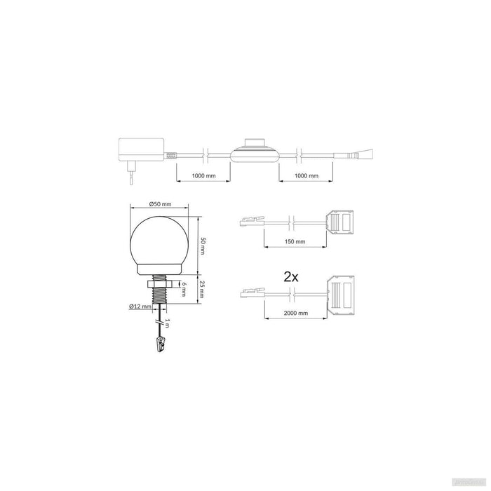 Komplet za osvetlitev ogledal BUMI LED, Z-BUMI-50B-12-40-01-PRIROCEN.SI