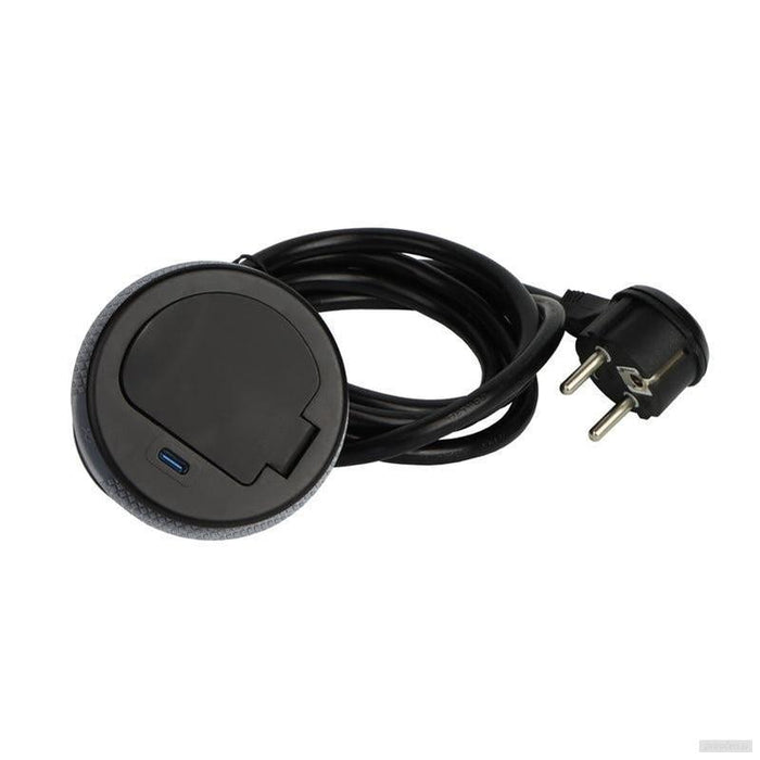 Vgradna vtičnica 1x 230V + 1x USB-C, črna-PRIROCEN.SI