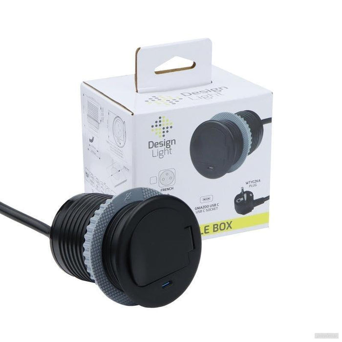 Vgradna vtičnica 1x 230V + 1x USB-C, črna-PRIROCEN.SI