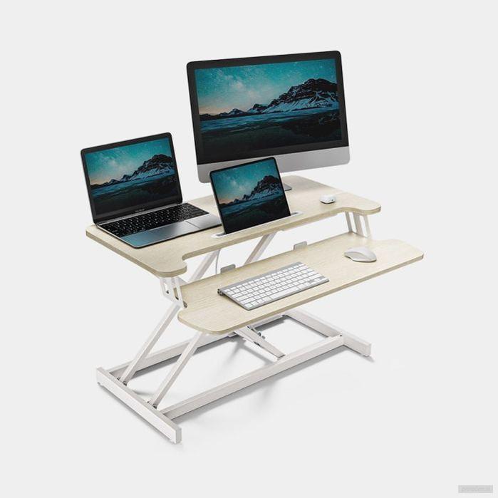 VonHaus Sit&Stand delovna platforma, svetel les-PRIROCEN.SI