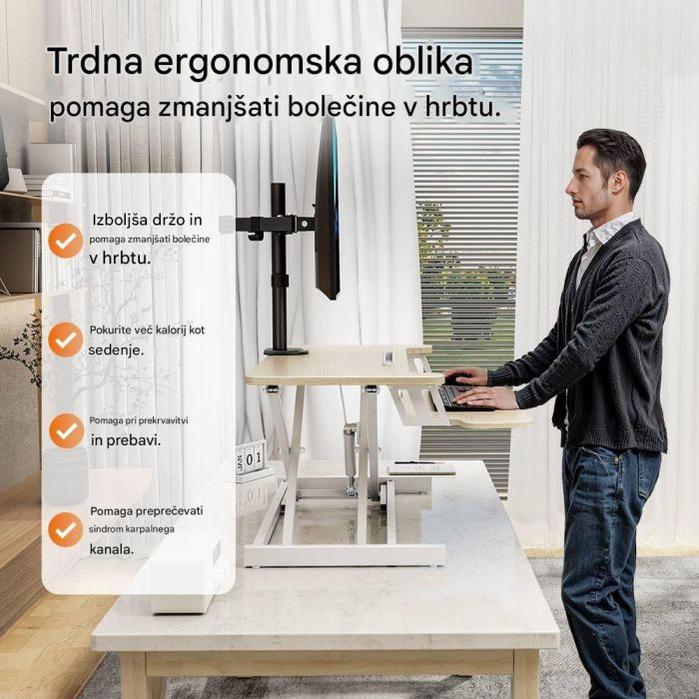 VonHaus Sit&Stand delovna platforma, svetel les-PRIROCEN.SI