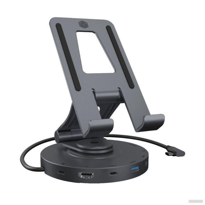 IcyBox IB-TH100-DK vrtljiv nosilec za tablico ali telefon z USB-C priključkom-PRIROCEN.SI