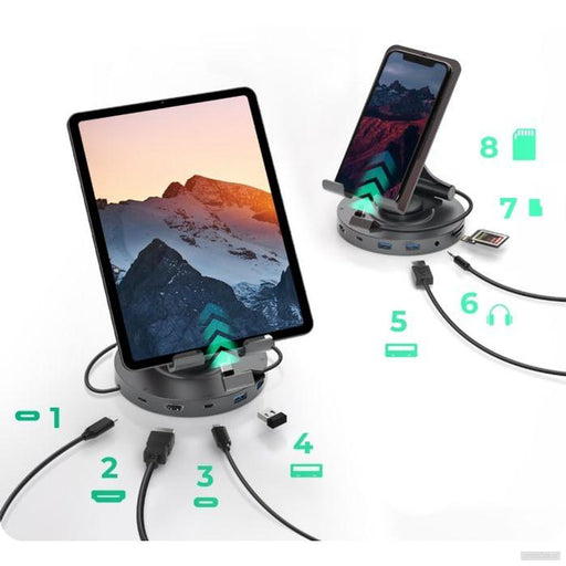 IcyBox IB-TH100-DK vrtljiv nosilec za tablico ali telefon z USB-C priključkom-PRIROCEN.SI