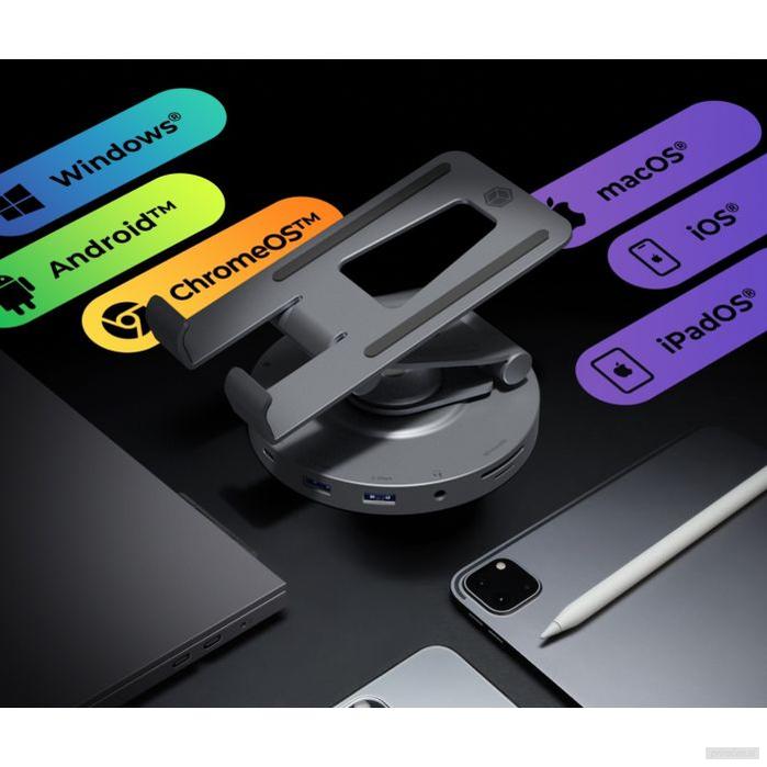 IcyBox IB-TH100-DK vrtljiv nosilec za tablico ali telefon z USB-C priključkom-PRIROCEN.SI