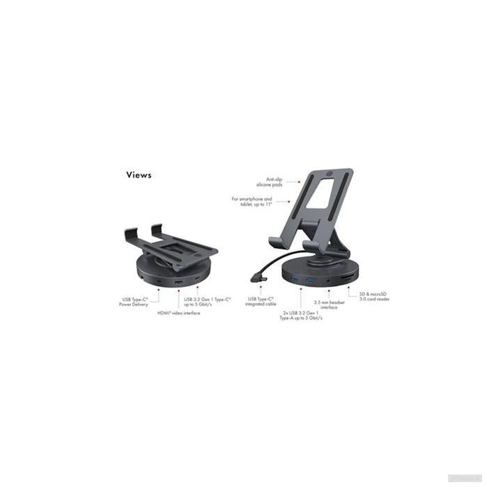 IcyBox IB-TH100-DK vrtljiv nosilec za tablico ali telefon z USB-C priključkom-PRIROCEN.SI