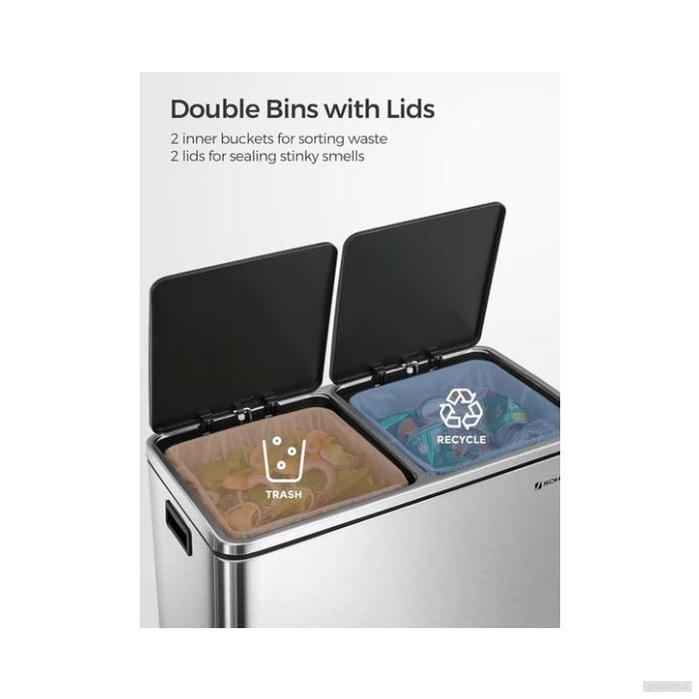 SONGMICS koš za ločevanje odpadkov 2x30L, LTB60NL-PRIROCEN.SI