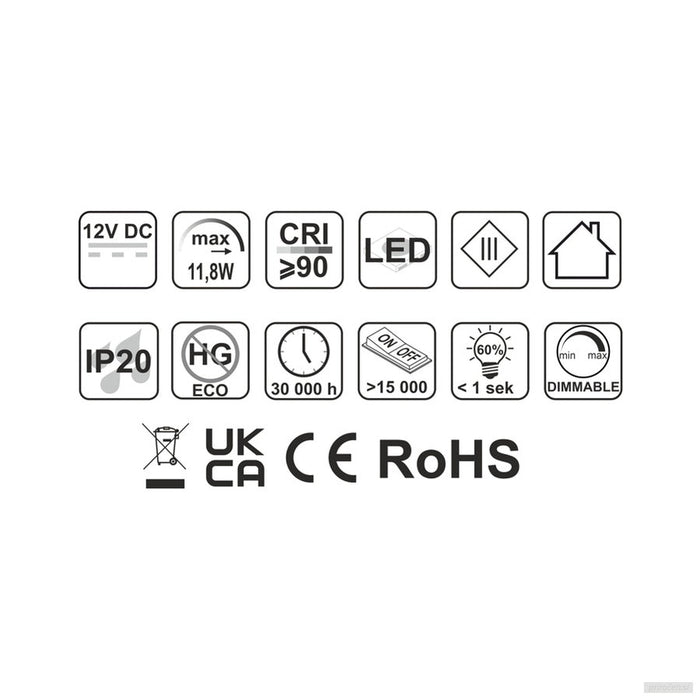 LED trak COB 11,8W/m 480LED/m CRI≥90 12V-PRIROCEN.SI