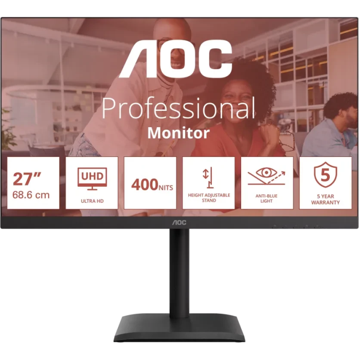AOC U27E4CV 27" IPS UHD 60Hz USB-C PD poslovni monitor-PRIROCEN.SI