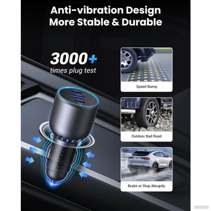 Ugreen 75W 3-portni avtomobilski polnilec-PRIROCEN.SI