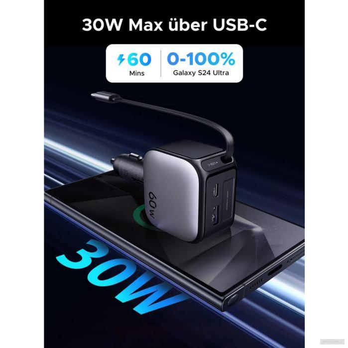 Ugreen 60W avtopolnilec z vgrajenim USB-C kablom-PRIROCEN.SI