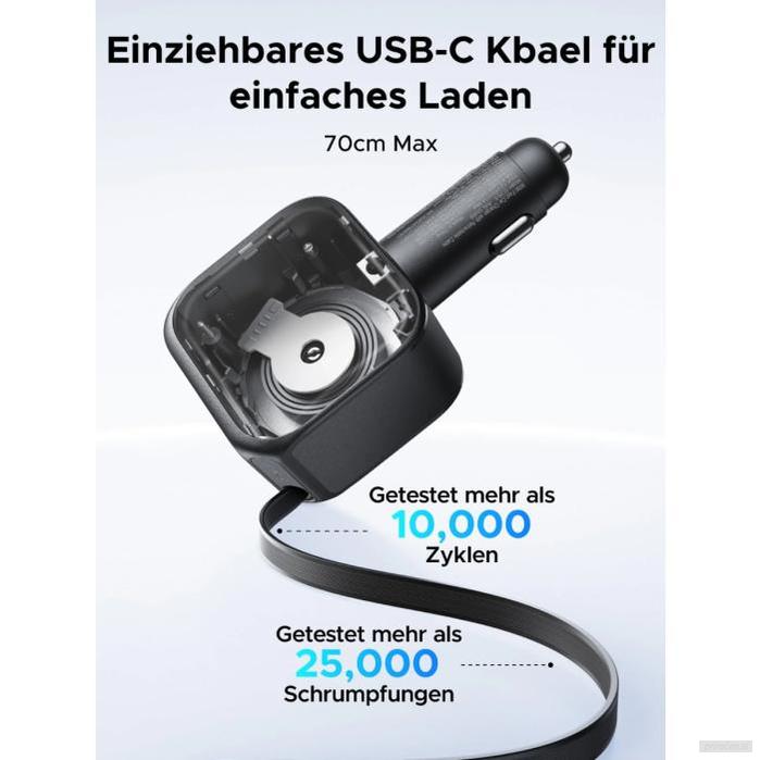 Ugreen 60W avtopolnilec z vgrajenim USB-C kablom-PRIROCEN.SI