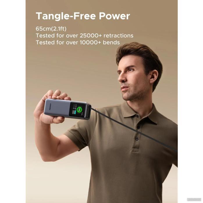 Ugreen prenosna polnilna baterija 20.000mAh, 165W s pametnim digitalnim zaslonom in vgrajenim kablom-PRIROCEN.SI