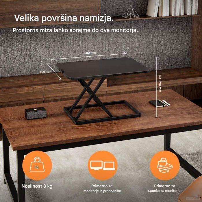 VonHaus Sit&Stand ultra tanka delovna platforma 3000244.1-PRIROCEN.SI