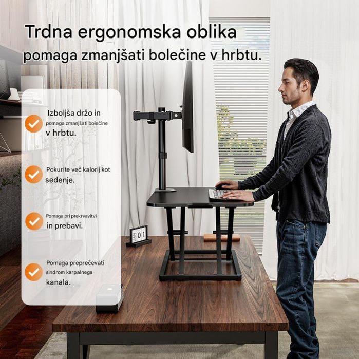 VonHaus Sit&Stand ultra tanka delovna platforma 3000244.1-PRIROCEN.SI