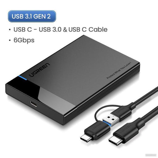 Ugreen ohišje za 2,5" trdi disk USB 3.1 s kablom 2 v 1 USB-A/USB-C v USB-C-PRIROCEN.SI