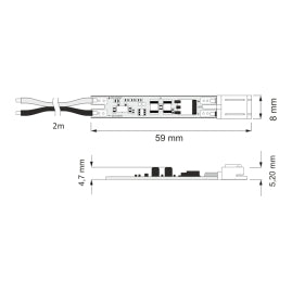 Vgradno stikalo za LED trak na dotik 12–24V, 3A, UNI, kabel 2m-PRIROCEN.SI