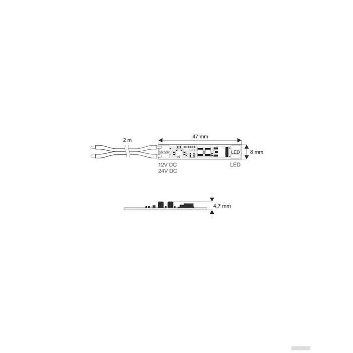 Vgradno stikalo za LED trak na dotik 12–24V, 3A, kabel 2m-PRIROCEN.SI