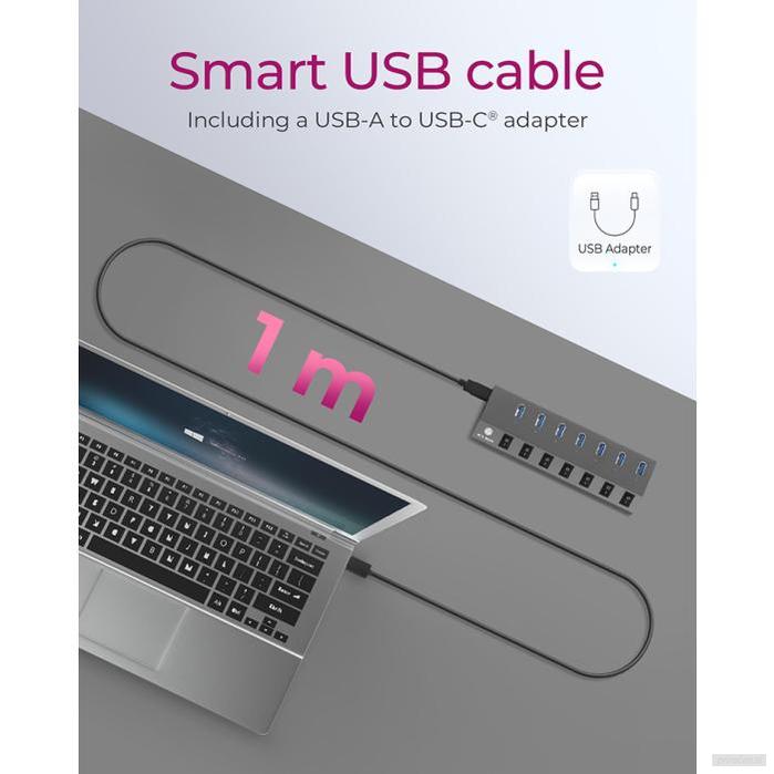 IcyBox IB-HUB1701-C3 7-portni USB-A hub s stikali-PRIROCEN.SI
