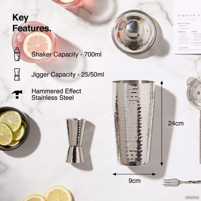 VonShef 4 delni set za koktajle Hammered-PRIROCEN.SI