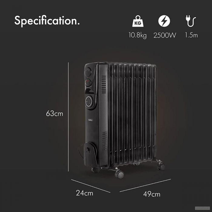 VonHaus oljni radiator 11 reber 2500W črn 2500645-PRIROCEN.SI
