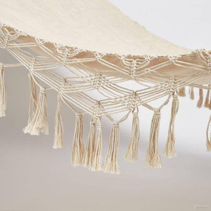 VonHaus oblazinjena dvojna viseča mreža Boho z obrobami-PRIROCEN.SI