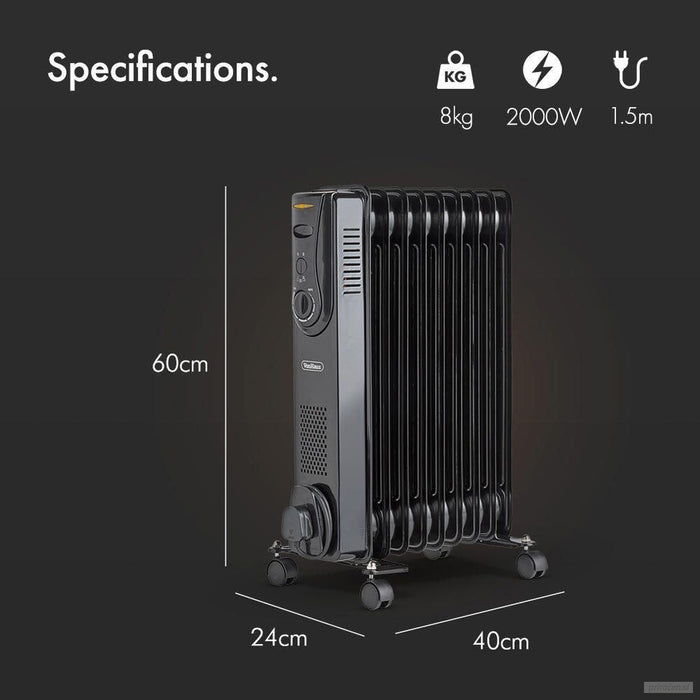 VonHaus oljni radiator 9 reber 2000W črn 2514060-PRIROCEN.SI