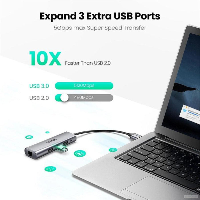 Ugreen USB 3.0 hub 3xUSB 3.0, 1xRJ45, 1xMikro USB-PRIROCEN.SI