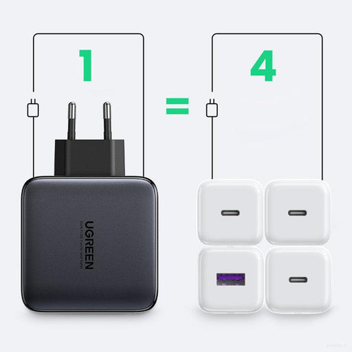 Ugreen USB-A in 3x USB-C 100W GaN hitri polnilec-PRIROCEN.SI