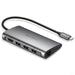 Ugreen USB-C na 3xUSB3.0 + HDMI + RJ45 + SD & TF hub siv - box-PRIROCEN.SI