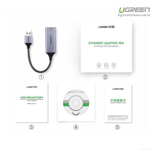 Ugreen USB 3.0 Gigabit Ethernet Adapter mrežna kartica siv - box-PRIROCEN.SI