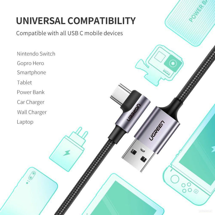 Ugreen USB A 2.0 na USB-C kotni kabel 1m - polybag-PRIROCEN.SI